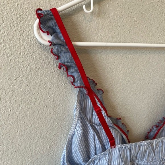 Vintage Y2K L.e.i. Striped Ruffle Slip Dress Nightgown Baby Doll Camisole NWT - Picture 7 of 7